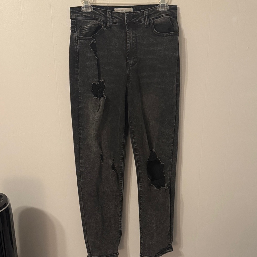 Distressed Black Women Jeans